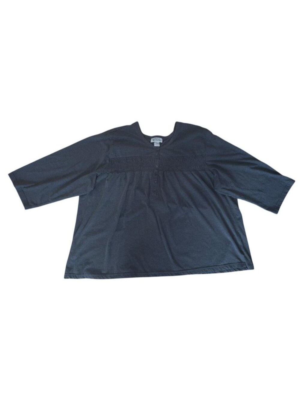 Anthony Richards Women's 4X Charcoal Gray Shirred Top Round neckline 3/4 Sleeve